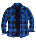 Flannel Shirt Jacket for Men Sherpa Fleece Lined Flannel Shirts Lightweight Button Up Jackets Buffalo Plaid Blue XXL