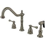 Kingston Brass KB7798BLBS English Country 8-Inch Widespread Kitchen Faucet with Brass Sprayer, Brushed Nickel