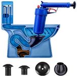 Air Power Drain Blaster Gun, High Pressure Powerful Manual Sink Plunger Opener Cleaner Pump for Bath Toilets, Bathroom, Shower, Kitchen Clogged Pipe Bathtub(Blue)
