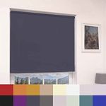 Caecus Thermal Blackout Made To Measure Roller Blind - Easy Fit Home Office - Up To 120cm Width x 160cm Drop - Navy