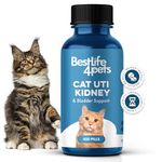 BestLife4Pets Cat UTI Urinary Tract Infection & Kidney Support Treatment - All Natural Medicine to Stop Frequent Urination - Cats Renal Health and Bladder Control - Easy to Use Natural Pills