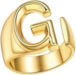 FindChic Gold Initial Bold Letter G Statement Rings for Women Adjustable Alphabet Signet Thumb Finger Knuckle Ring 18K Gold Plated Fashion Jewelry Gift