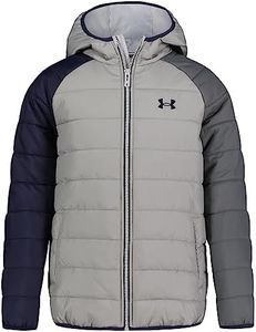 Under Armour Boys Tuckerman Puffer Jacket, Mid-Weight Quilted Zip-Up Coat, Wind & Water Repellent, Mod Gray Raglan