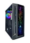 Apevia Matrix-BK Mid Tower Gaming Case with 1 x Tempered Glass Panel, Top USB3.0/USB2.0/Audio Ports, 4 x RGB Fans, Black Frame