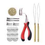 Hair Extensions Kit: I-tip Hair Pliers,Pulling Needle,Loop Threader and 500 Pieces 2.5mm Hair Extension Nano Beads Rings (Blonde)