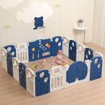 Baybee 2 in 1 Foldable Kids Playpen for Babies | Baby Activity Playards with Basketball Set, Sensory Toys, Safety Lock, & Double Knob | Baby Play Area Indoor Setup | Outdoor Play Pen for Kids for 0-5 Years (16 Panels)