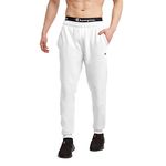 Champion Men's Joggers, Powerblend, Fleece Joggers, Sweatpants for Men (Reg. or Big & Tall), White C Patch Logo, Large