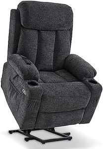 M MCombo Fernsehsessel mit Aufstehhilfe Elektrisch, Relaxsessel mit Liegefunktion, Seniorensessel für Wohnzimmer, TV Sessel mit Liegefunktion bis 140°, mit USB 7190 (Stoff, Dunkelgrau)