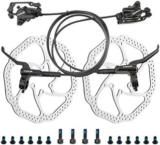 MEROCA Mountain Bike Hydraulic Brake Set With 160mm Six Spike Discs,Hydraulic Brake Set Left Front 800mm Right Rear 1400mm,Pm Adapter Included.