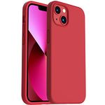 ORNARTO Shockproof Liquid Silicone Designed for iPhone 13 Case Gel Rubber Full Protection Anti-Shock Cover Case Drop Protection 6.1inch-Red