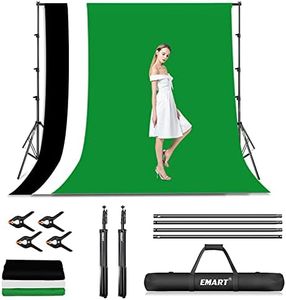 EMART Backdrop Stand Kit with Backdrops, 8.5x10ft Adjustable Photography Green Screen Support System with 3 Polyester Backgrounds for Photo Video Studio, Photoshoot (Black White Green)