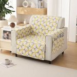 HOKIPO Polyester 1 Seater Quilted Sofa Cover with Pockets, Windmill Cyber Yellow (IN-737-D2)