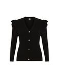 Anne Klein Women's Puff Sleeve Rib Cardigan, Asphalt, Medium