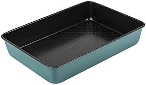 Prestige x Nadiya Roasting Tin Non Stick - Deep Large Baking Tray 33cm x 23cm, Durable Steel, Dishwasher Safe Roasting Tray Bakeware, Blue/Black, 13" x 9", Teal
