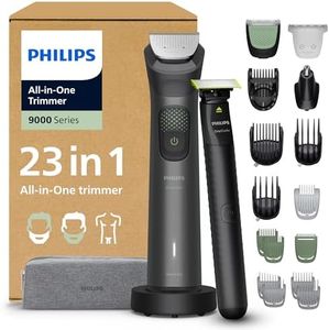 PHILIPS Multigroom Series 9000 All-in-One 23-teiliger Barttrimmer, Haarschneider, und OneBlade-Trimmer – Komplettes Pflegeset für Gesicht, Kopf und Körper, 27 Längeneinstellungen (0,2–20mm), MG9561/30