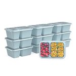 Bentgo Prep - 2-Compartment Snack Containers with Custom-Fit Lids - Reusable, Microwaveable, Durable BPA -Free, Freezer and Dishwasher-Safe Meal Prep Food Storage - 10 Trays & 10 Lids (Sky)