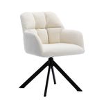 Wahson Velvet Desk Chair Modern Swivel Armchair with Metal Legs, Occasional Accent Chair for Home Office/Living Room/Bedroom, White