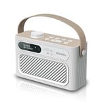 Roxel RDR-40 Stereo DAB/DAB+ Digital and FM Radio Portable Wireless Speaker with Dual Alarm Clock Function, USB & Micro SD MP3 Playback Function, 3.5mm Headphone Output(White)