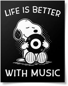 Life Is Better With Music – Playful Cartoon-Style Music Quote Wall Art Print, Typographic Decor for Room, Studio, Home, Office & Aesthetic Room Decor (Unframed, 8x10 Inches)