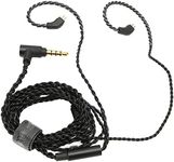 Earbuds Upgrade Cable, 2 Pin 3.5MM Gold Plated Right Angle Plug 200D Anti Elastic Wire x 4C Core Replacement Earphone Wire with Microphone