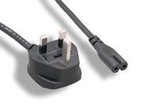 Monoprice Power Cord - 6 Feet - Black | BS 1363 (UK) with 5A Fuse to IEC 60320 C7 (non-polarized)