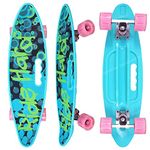 Toyshine Complete Skateboard with Colorful LED Light up Wheels for Beginners, Polypropylene Plastic - Green