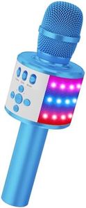 BONAOK Kids Karaoke Microphone Bluetooth Wireless Mic for Adults Singing Microphones with Speaker Disco Light Echo Sound Portable for Home Party Outdoor Gift Toys Q78(Blue)