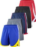 Liberty Imports 5 Pack Men's Quick Dry Athletic Shorts with Pockets Elastic Waist Activewear for Workout Gym Basketball (Set 3, XX-Large)