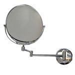 APRANTO Wall Mount Stainless Steel 360 Degree Pull in Make Up Mirror | Shaving Mirror | 5X Zoom Magnifying | 8 Inches | Commercial Grade