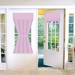 French Door Curtains 26 x 40" Blinds No Drilling Blackout Tie Up Single Thermal Door Curtain Tape Top Stick On No Drill Shade for French Doors Kitchen Bathroom Window (Pink, 66 x 102 cm)