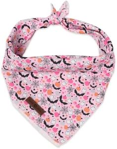 LIONET PAWS Halloween Dog Bandana for Small Medium Large Dogs-Pink Ghost L