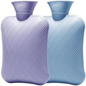 FORICOM Extra Large Hot Water Bottles for Pain Relief.2packs,2L Hot Water Bag for Back Pain, Heating Pad 2Liter, Hot and Cold Therapy.Bpa Free (2L Purple + 2L Blue)