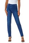 Roman Originals Jeggings for Women UK Jean Ladies Stretchy Trousers Denim Leggings High Waist Rise Pull On Skinny Straight Leg Cotton Pants Flattering Smart - Mid Blue (31 inch) - Size 16