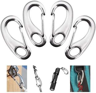 4 Pack Stainless Snap Hook, 220 lbs Spring Snap Hook Clip, 2 Inch Heavy Duty Marine Grade 304 Quick Link Carabiner for Attachment with Poles for Keychains Curtains, Flags in Camping, Hiking, Dog Leash