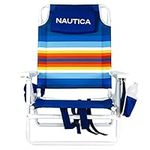 Nautica Reclining Portable Beach Chair with Insulated Cooler (Blue)