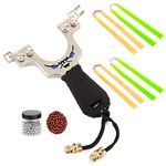 YVOOYV CNC cut stainless steel slingshot outdoor hunting and fishing catapult There are 4 slingshot rubber bands + 50 steel balls + 100 clay balls