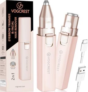 Épilateur pour sourcils et poils du visage pour femmes: Rasoir électrique 2 en 1 pour le visage et les sourcils - lumière LED intégrée pour l'épilation du visage des lèvres et du corps (Rose)