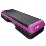 Yes4All Adjustable Aerobic Stepper Exercise Platform with 4 Risers Health Club Size & Extra Risers Options (Pink/Black), X-Large
