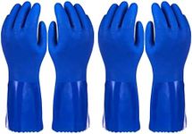 Juvale 2 Pairs Heavy Duty Rubber Cleaning Gloves for Kitchen, Household, Dishwashing, Reusable and Cotton Lined (XL, Blue)