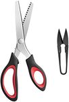 Pinking Shears Serrated,Comfort Grips Handled, Professional Dressmaking Sewing Craft Zig Zag Cut Scissors, Suitable for Many Kinds of Fabrics and Paper, 9 Inch