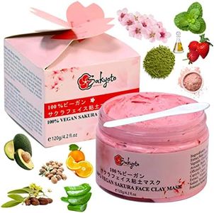 Sakyoto Sakura Deep Pore Vegan Cooling Sakura Pink Clay Mask Japanese And Korean Kawaii Skin Care To Rejuvenate, Moisturise, Clarify, Nourish, Tighten Pores and Brighten For A Healthy Natural Glowing Skin 120g/4.2 fl.oz