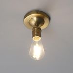 Phansthy Simple Style Industrial Ceiling Light One-Head Pendant Lamp Without Shade Hallway Lighting Kitchen Bedroom Lights Suit for E27 Bulbs (Antique Brass)