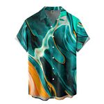 Kmdwqf Floral Shirt for Men Tropical Casual Short Sleeve Button Down Printed Beach Shirts Chiffon Tops for Men UK Eyelet Blouse Gifts for Teachers Spring Summer Holidays Clearance Bargains