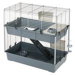 Ferplast Rabbit Cage Two floor RABBIT 100 DOUBLE, Small Animal Cage, Guinea Pig Cage, Accessories Included 95 x 57 x h 93,5 cm