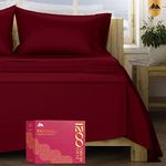 Mayfair Linen 5-Star Hotel Quality 1200 Thread Count 100% Supima Cotton Sheets for California King Size Bed, 4 Pc Burgundy Premium Cotton Sheet Set, Sateen Weave with Elasticized Deep Pocket