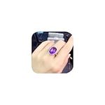 ZDIFDIC Cubic Zirconia Purple Diamond Moissanite Love Rings for Women, 925 Silver Adjustable Oval Chunky Bands Rhinestone Jewelry for Wedding Engagement Statement Cocktails Big Single Stone Ring,