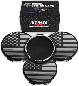 InTimesAuto 56MM 2.2 Inch Wheel Center Caps Rim Wheel Center Hub Caps, Pack of 4 Gloss Black with American Flag