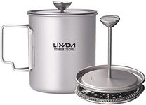 Lixada 750ml Titanium Pot Camping Pot Coffee Maker Mug French Press Pot with Foldable Handles for Outdoor Camping Hiking Backpacking