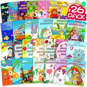 Glkuii 26Pack Coloring Books for Kids Ages 2-4-6-8-12, Small Bulk Coloring Books for Kids, Kids Birthday Party Favors Gifts Classroom Activity Supplies, Mini Coloring Books Includes Unicorn, Dinosaur