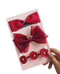 SYGA 3 Pcs Children Girl Baby Elastic Hairband Princess Wind Bow Flower Headband Suit Baby Headdress Photo Hair Accessories For 0-3 Years, Red